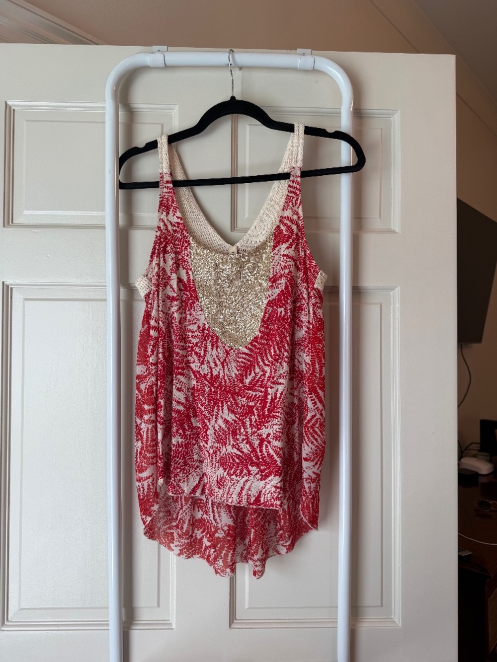 Anthropologie Red Sequin Tank